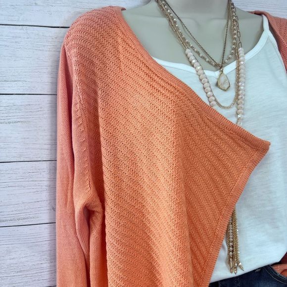 Boutique Brand Ribbed Open Front Knit Cardigan Orange 💗 - Picture 6 of 14